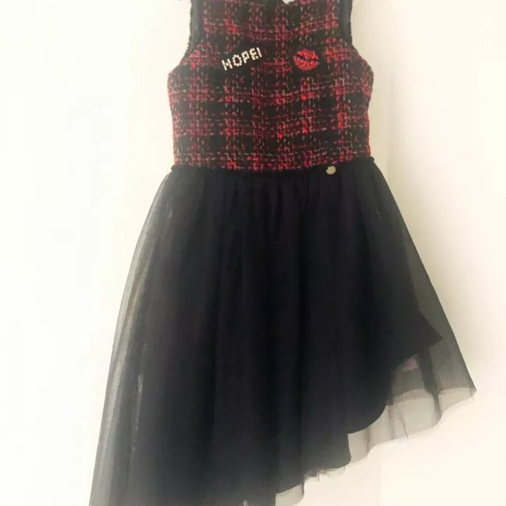 Parrot Assimetrical Junior Dress, Size 10